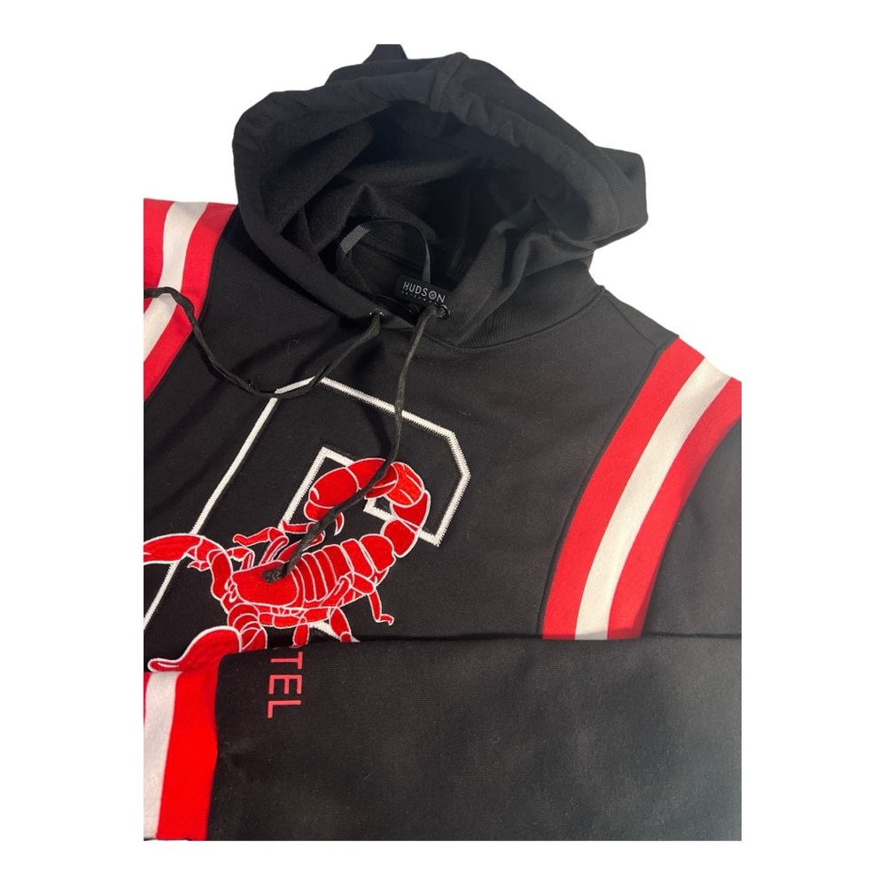 Hudson Outerwear Cartel Mens‎ Y2K Hoodie Black Large with Embroidered Graphic